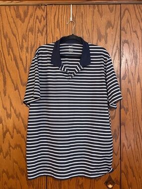 Nike Dri-FIT Polo XXL Navy Stripe Golf Shirt